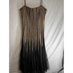 JS Collections Women strappy Pleated dress Black And Gold Size 6